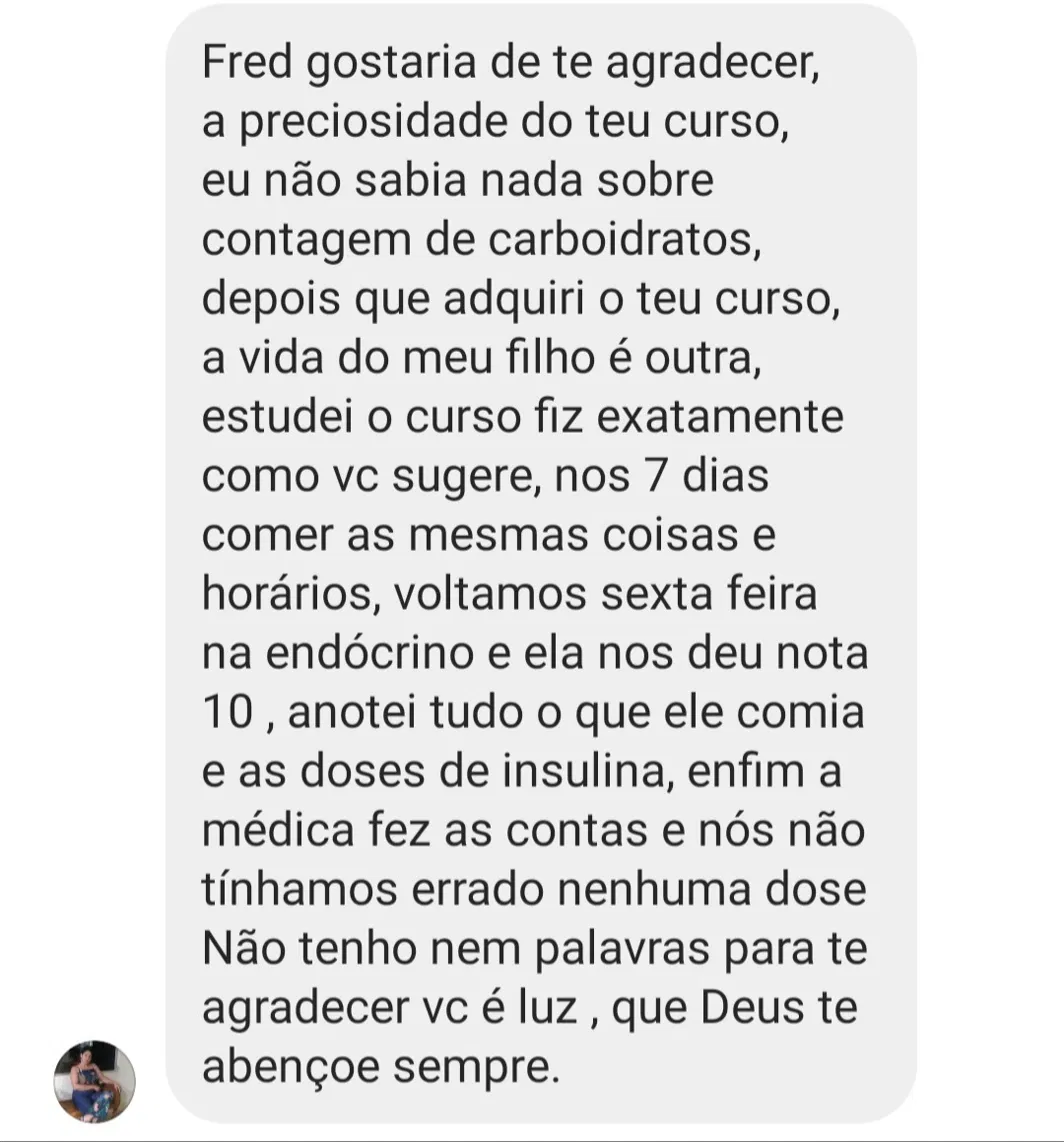 Print de WhatsApp de mãe agradecendo pelo curso