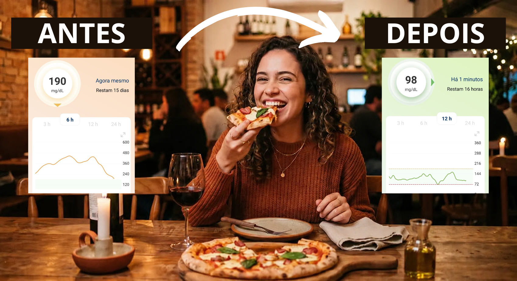 Pessoa feliz comendo pizza